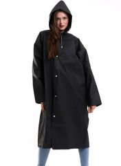 Unisex Kapüşonlu Çıtçıtlı Yağmurluk Siyah