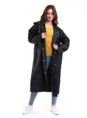Unisex Kapüşonlu Çıtçıtlı Yağmurluk Siyah