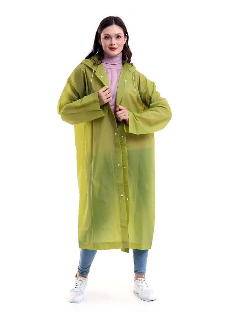 Unisex Kapüşonlu Çıtçıtlı Yağmurluk Yeşil