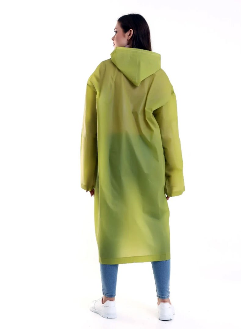 Unisex Kapüşonlu Çıtçıtlı Yağmurluk Yeşil
