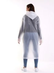 Unisex Kapüşonlu Çıtçıtlı Yağmurluk Beyaz