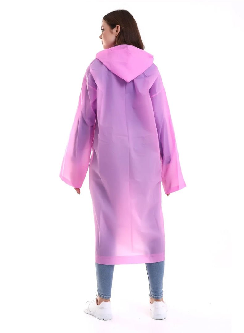 Unisex Kapüşonlu Çıtçıtlı Yağmurluk Pembe