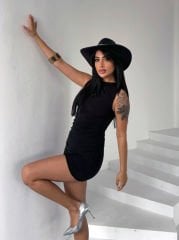 Sendy Kolsuz Elbise Siyah