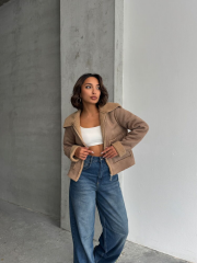 Süet Peluş Mont Vizon