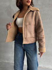 Süet Peluş Mont Vizon