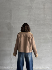 Süet Peluş Mont Vizon