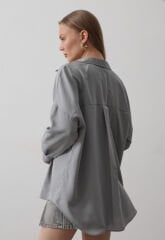 Manşet Detaylı Geniş Gömlek Gri