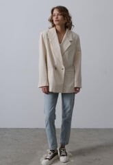 Oversize Blazer Ceket - Natür