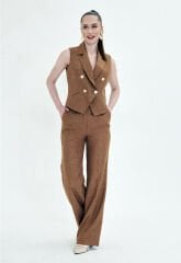 Yelekli takım kahve