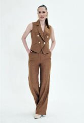 Yelekli takım kahve