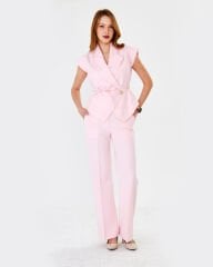 Belden Bağlama Yelekli Takım Pembe