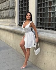 Saten Mini Elbise Beyaz